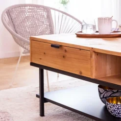 Made in Meubles Table basse en bois de sapin Enola