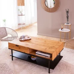 Made in Meubles Table basse en bois de sapin Enola