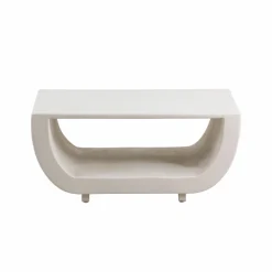 Made in Meubles Table basse en bois effet béton blanc Thomas