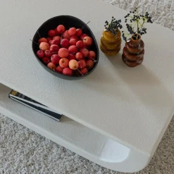 Made in Meubles Table basse en bois effet béton blanc Thomas
