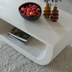 Made in Meubles Table basse en bois effet béton blanc Thomas