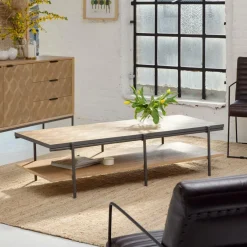 Made in Meubles Table basse en bois et métal Livia