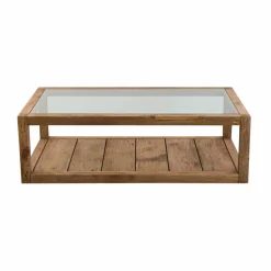 Made in Meubles Table basse en bois recyclé et verre Blaise
