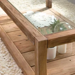 Made in Meubles Table basse en bois recyclé et verre Blaise