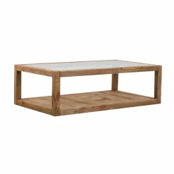 Made in Meubles Table basse en bois recyclé et verre Blaise