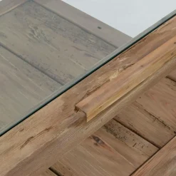 Made in Meubles Table basse en bois recyclé et verre Blaise