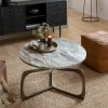 Made in Meubles Table basse en marbre et métal Valou