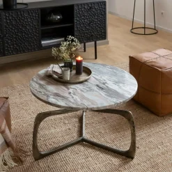 Made in Meubles Table basse en marbre et métal Valou