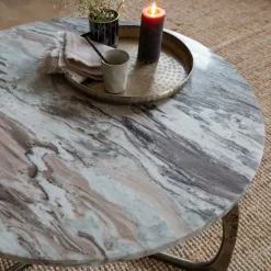 Made in Meubles Table basse en marbre et métal Valou
