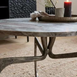 Made in Meubles Table basse en marbre et métal Valou