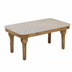 Made in Meubles Table basse en marbre et en bois d'acacia Calix