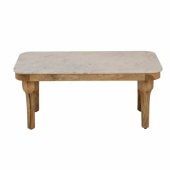 Made in Meubles Table basse en marbre et en bois d'acacia Calix