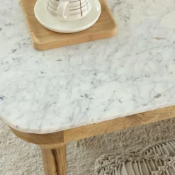 Made in Meubles Table basse en marbre et en bois d'acacia Calix