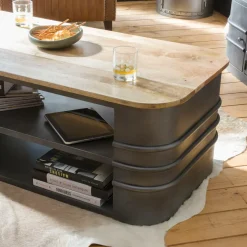 Made in Meubles Table basse en métal et bois Locker