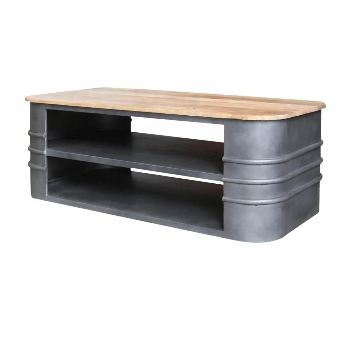 Made in Meubles Table basse en métal et bois Locker