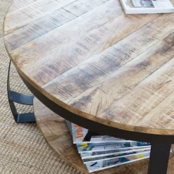 Made in Meubles Table basse en métal et bois de manguier Jules