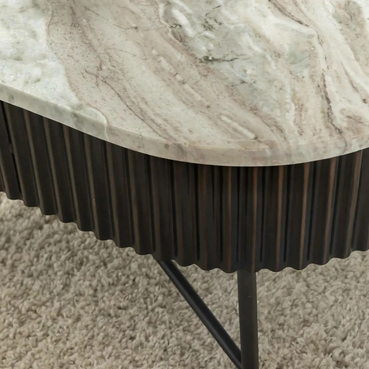 Made in Meubles Table basse en métal et marbre Alfred