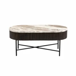 Made in Meubles Table basse en métal et marbre Alfred
