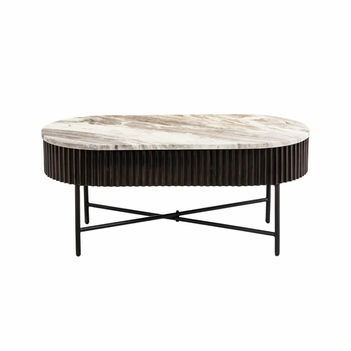Made in Meubles Table basse en métal et marbre Alfred