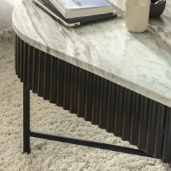 Made in Meubles Table basse en métal et marbre Alfred