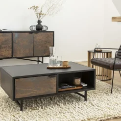 Made in Meubles Table basse en métal noir Claudine