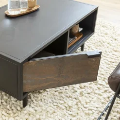 Made in Meubles Table basse en métal noir Claudine