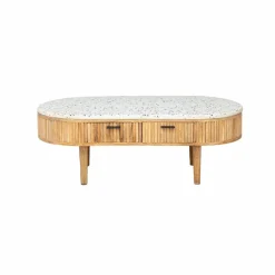 Made in Meubles Table basse en terrazzo et bois de manguier Ambrine