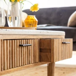 Made in Meubles Table basse en terrazzo et bois de manguier Ambrine