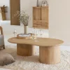 Made in Meubles Table basse en vague en bois de manguier Silas