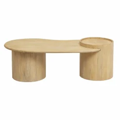Made in Meubles Table basse en vague en bois de manguier Silas