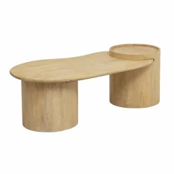 Made in Meubles Table basse en vague en bois de manguier Silas