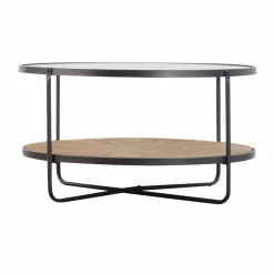 Made in Meubles Table basse en verre et bois de sapin April