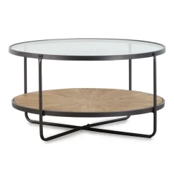 Made in Meubles Table basse en verre et bois de sapin April