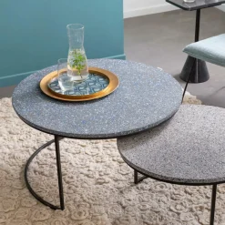 Made in Meubles Table basse gigogne effet terrazzo Armand
