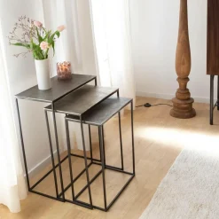 Made in Meubles Table basse gigogne en aluminium Roxanne