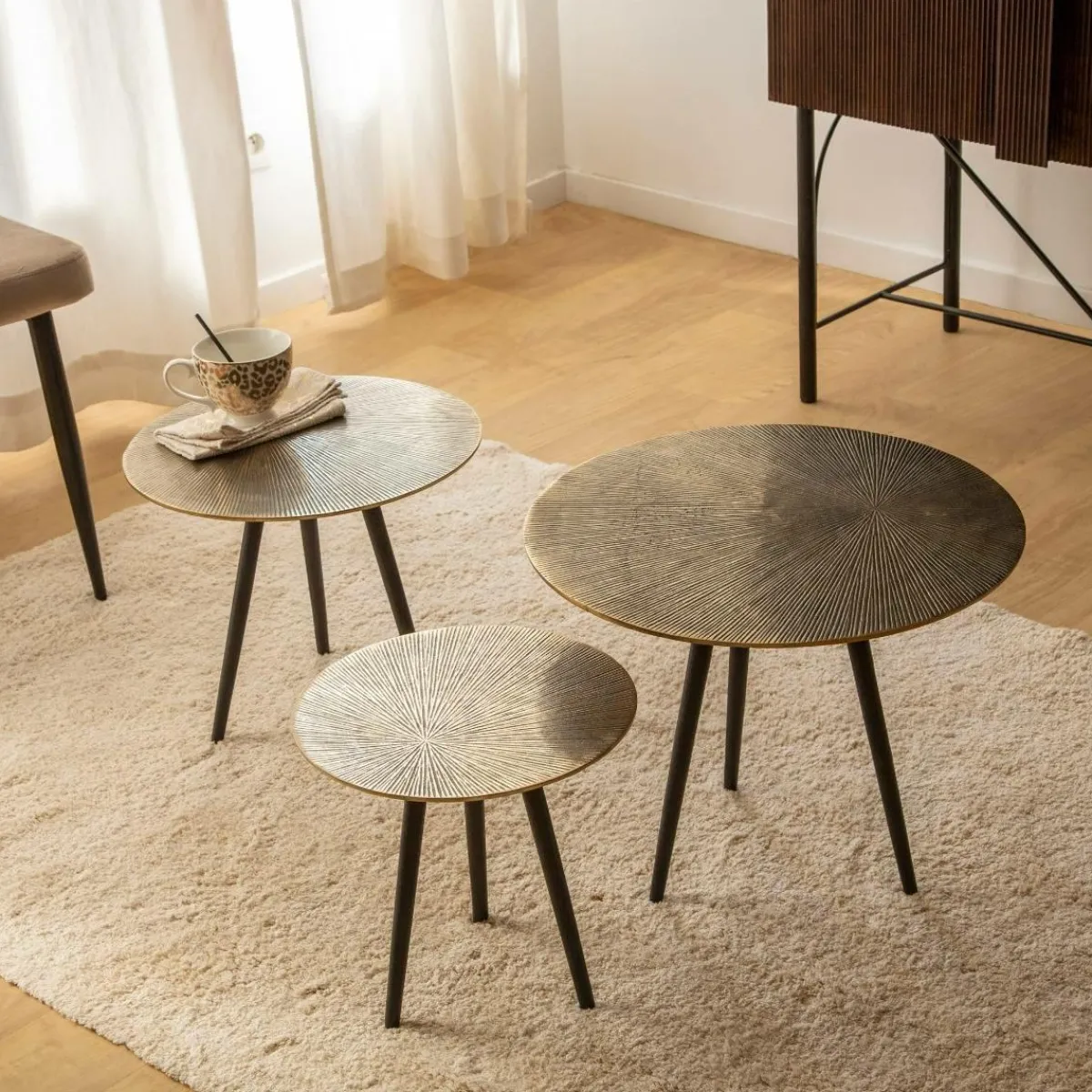 Made in Meubles Table basse gigogne en aluminium Aurèle