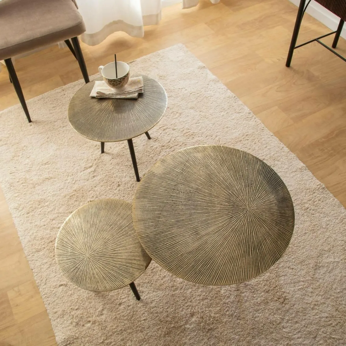 Made in Meubles Table basse gigogne en aluminium Aurèle