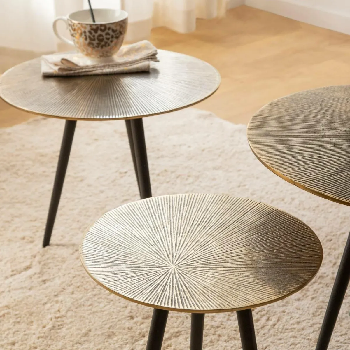 Made in Meubles Table basse gigogne en aluminium Aurèle