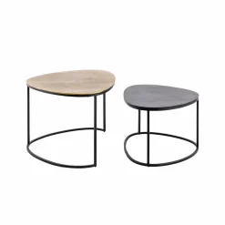 Made in Meubles Table basse gigogne en aluminium doré et métal noir Victoria