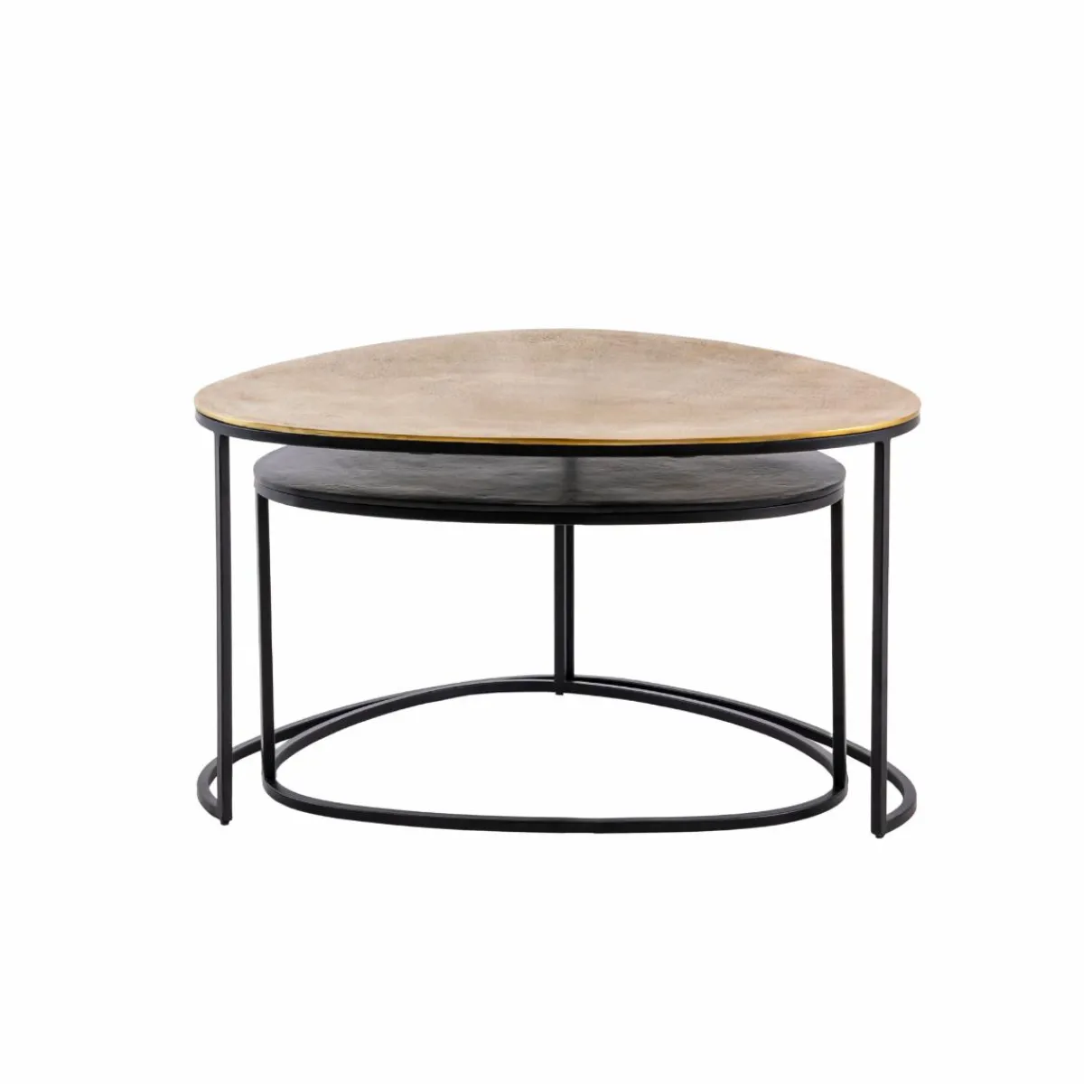 Made in Meubles Table basse gigogne en aluminium doré et métal noir Victoria