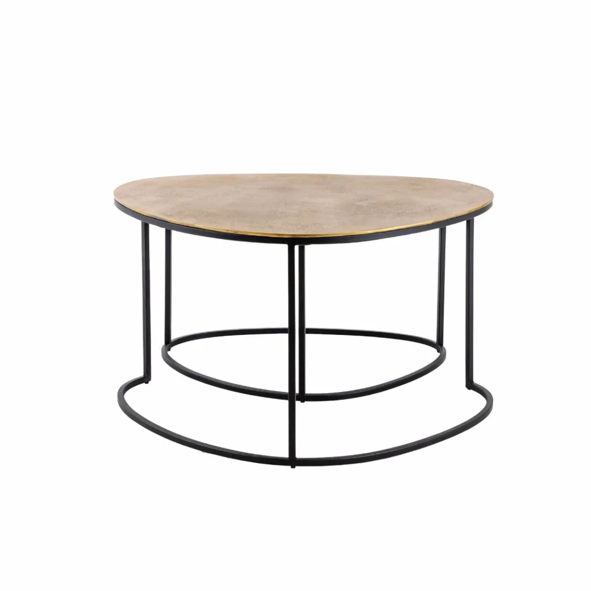 Made in Meubles Table basse gigogne en aluminium doré et métal noir Victoria