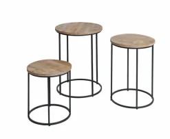Made in Meubles Table basse gigogne en bois de manguier Anouck