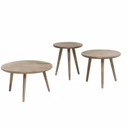 Made in Meubles Table basse gigogne en bois de manguier Nala
