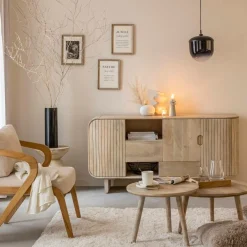 Made in Meubles Table basse gigogne en bois de manguier Nala
