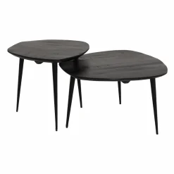 Made in Meubles Table basse gigogne en bois de manguier noir Valério