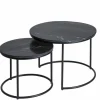Made in Meubles Table basse gigogne en marbre noir Joe