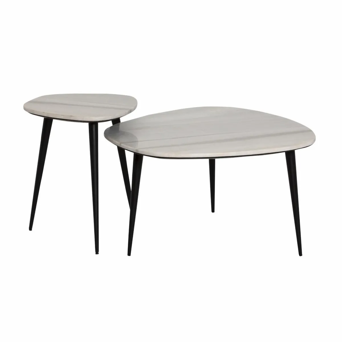 Made in Meubles Table basse gigogne en marbre blanc Ariane