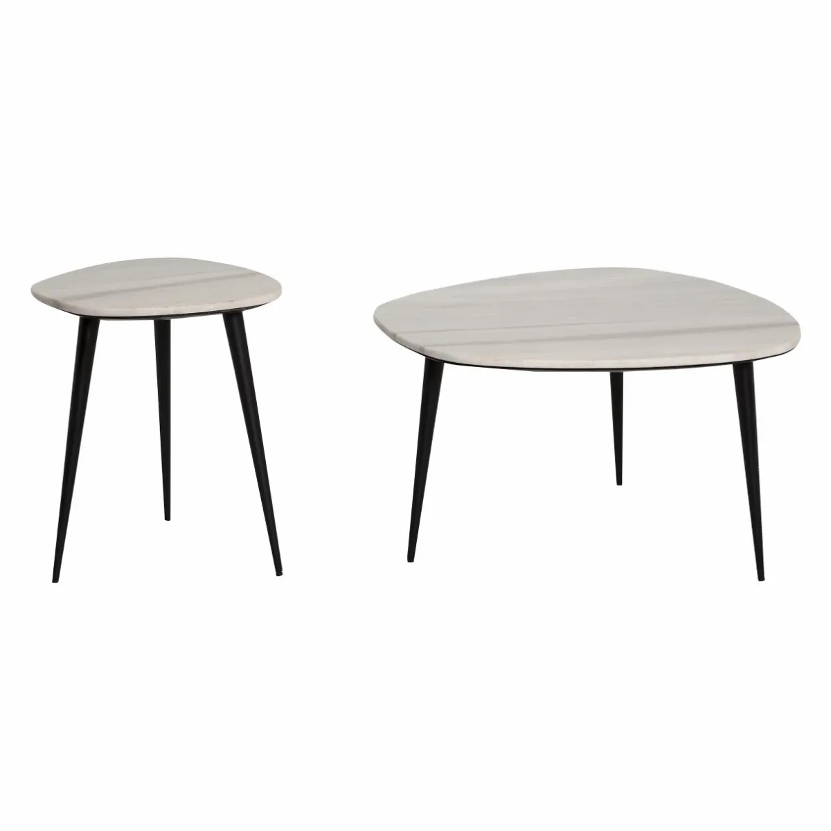Made in Meubles Table basse gigogne en marbre blanc Ariane