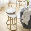 Made in Meubles Table basse gigogne en marbre et aluminium Ruben