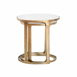 Made in Meubles Table basse gigogne en marbre et aluminium Ruben